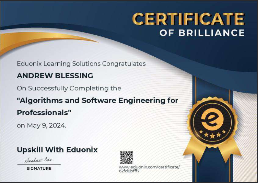 Algorithms and Software Engineering Certificate